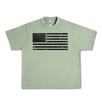 Black American Flag Distressed Effect Minimalist Premium Urban Heavy Tee | Teevron