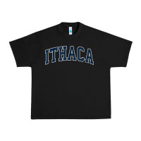 Black ithaca new york ny vintage sports design navy design t shirt Urban Heavy Tee - linhVisuals