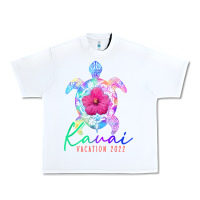 White kauai hawaii vacation 2022 sea turtle flower tropical t shirt Urban Heavy Tee - linhVisuals