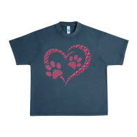 Funny Valentine Day Gift T  Shirt Paw Print Heart Dog Cat Owner Lover Urban Heavy Tee | Teevron