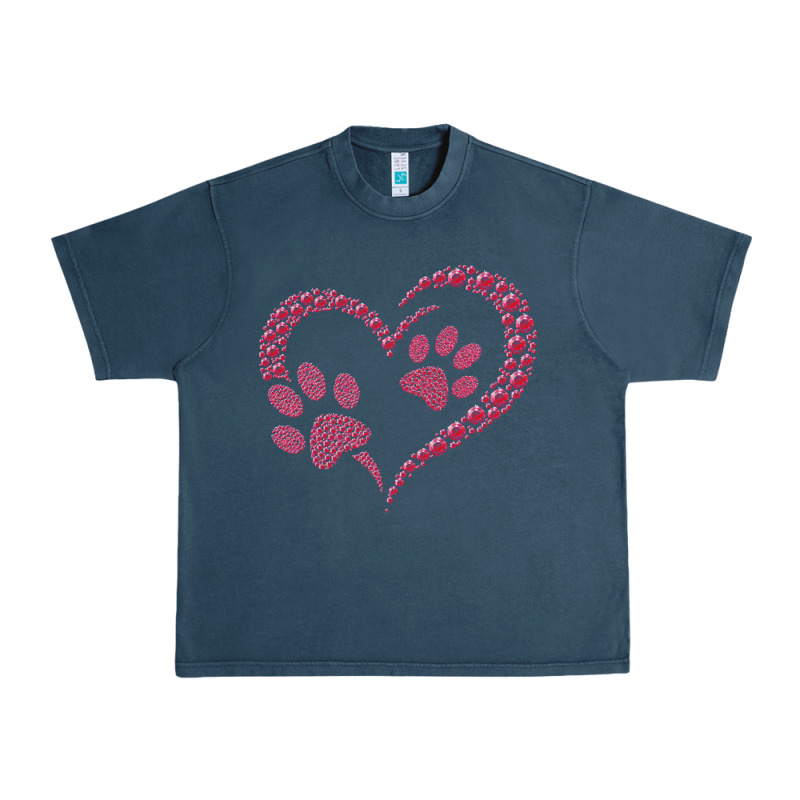 Funny Valentine Day Gift T  Shirt Paw Print Heart Dog Cat Owner Lover Urban Heavy Tee by linhVisuals | Teevron
