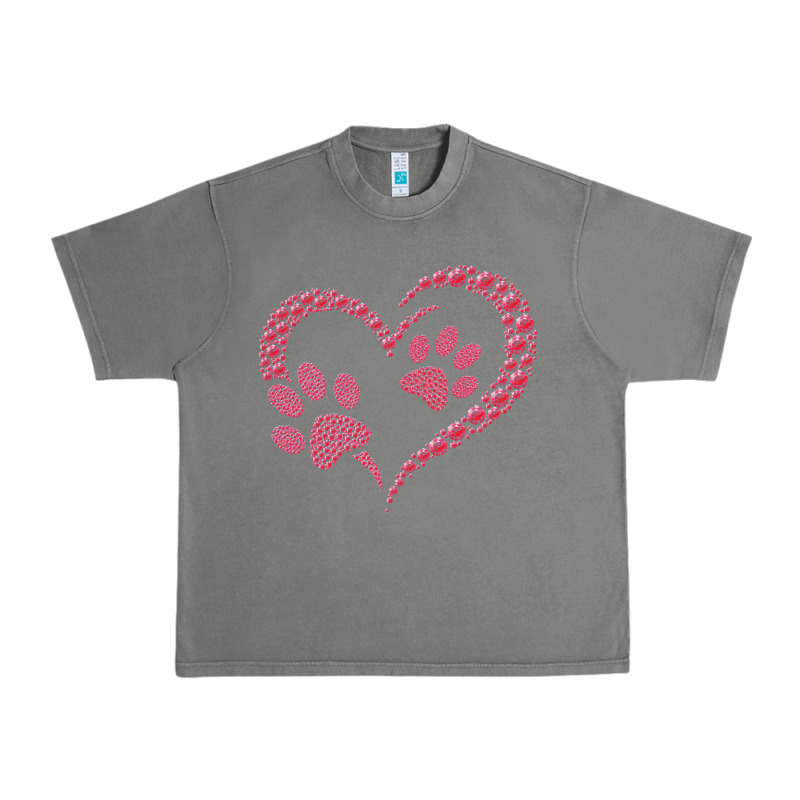 Funny Valentine Day Gift T  Shirt Paw Print Heart Dog Cat Owner Lover Urban Heavy Tee by linhVisuals | Teevron