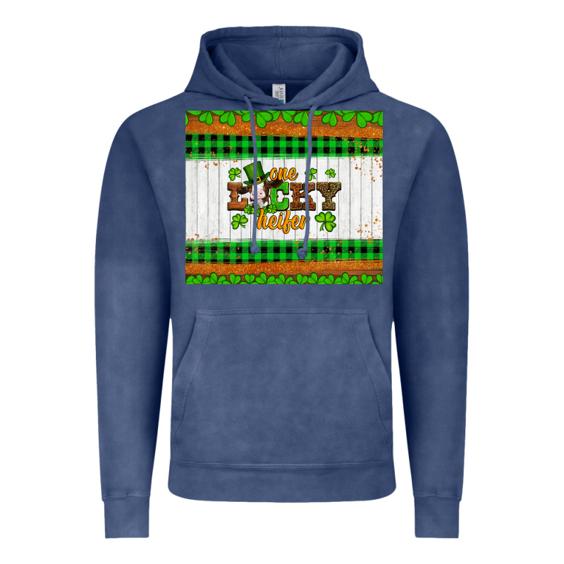 St Patricks One Lucky Heifer Vintage Hoodie by Artiststas | Teevron