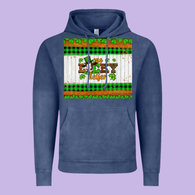 St Patricks One Lucky Heifer Vintage Hoodie Designed By Artiststas
