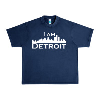 Navy I Am Detroit Urban Heavy Tee - linhVisuals