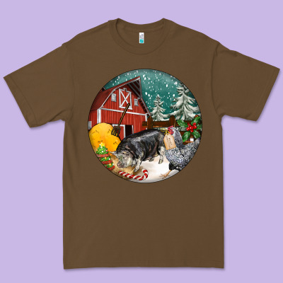 Christmas On The Farm Premium Tee Designed By Fadigitalartstudio