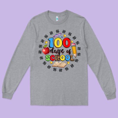 100 Days Of School Long Sleeve Tee Designed By Artiststas