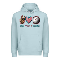 Blue Mist Peace Love Volleyball Premium Hoodie - Jasminsmagicworld