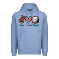 Colony Blue Peace Love Volleyball Premium Hoodie - Jasminsmagicworld