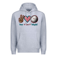 Heather Grey Peace Love Volleyball Premium Hoodie - Jasminsmagicworld