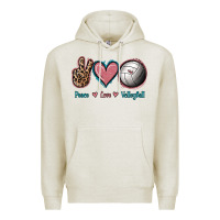 Oatmeal Heather Peace Love Volleyball Premium Hoodie - Jasminsmagicworld