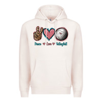 Pale Pink Peace Love Volleyball Premium Hoodie - Jasminsmagicworld