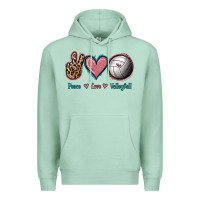 Seafoam Peace Love Volleyball Premium Hoodie - Jasminsmagicworld