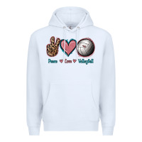 White Peace Love Volleyball Premium Hoodie - Jasminsmagicworld
