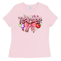 Bubblegum Pink easter teacher Ladies Tee - CowhideDigitalArt