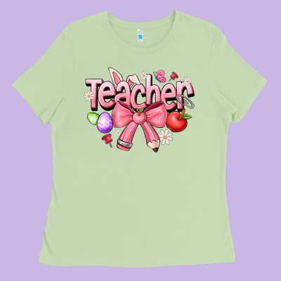 Easter Teacher Ladies Tee Designed By Cowhidedigitalart