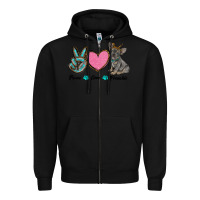 Black peace love frenchie Zipper Hoodie - RanaPortraitStore