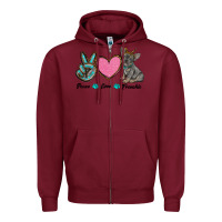 Burgundy peace love frenchie Zipper Hoodie - RanaPortraitStore