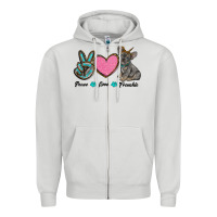 Dove Grey peace love frenchie Zipper Hoodie - RanaPortraitStore