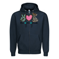 Navy peace love frenchie Zipper Hoodie - RanaPortraitStore