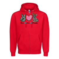 Red peace love frenchie Zipper Hoodie - RanaPortraitStore