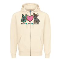 Sandshell peace love frenchie Zipper Hoodie - RanaPortraitStore