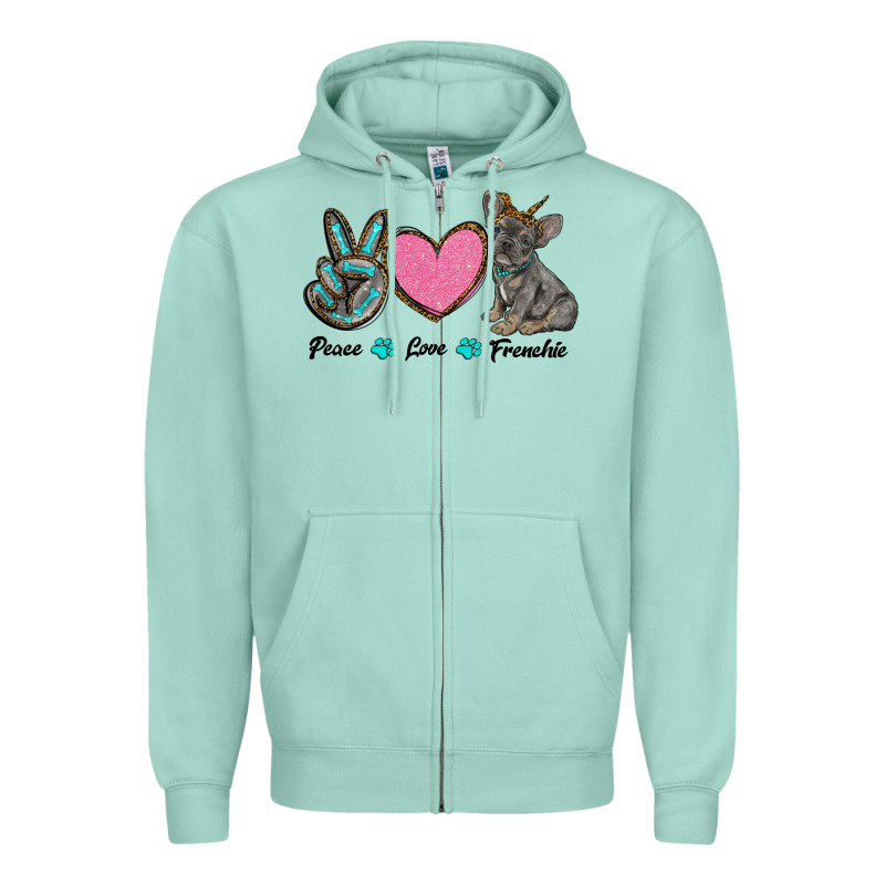 Peace Love Frenchie Zipper Hoodie by RanaPortraitStore | Teevron