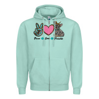 Seafoam peace love frenchie Zipper Hoodie - RanaPortraitStore