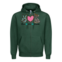 Sports Green peace love frenchie Zipper Hoodie - RanaPortraitStore