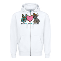 White peace love frenchie Zipper Hoodie - RanaPortraitStore