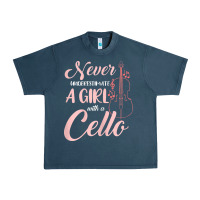 Midnight Navy never underestimate a girl with a cello Urban Heavy Tee - linhVisuals