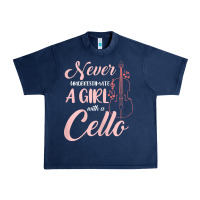 Navy never underestimate a girl with a cello Urban Heavy Tee - linhVisuals