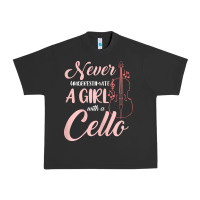 Pigment Black never underestimate a girl with a cello Urban Heavy Tee - linhVisuals