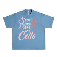 Pebble Blue never underestimate a girl with a cello Urban Heavy Tee - linhVisuals