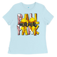 Baby Blue ball park mama Ladies Tee - CowhideDigitalArt