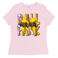 Bubblegum Pink ball park mama Ladies Tee - CowhideDigitalArt