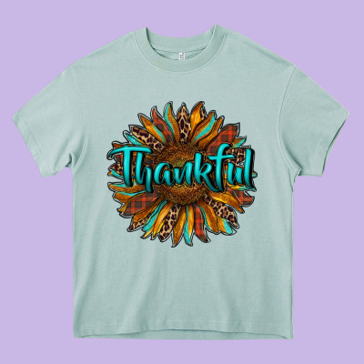 Thankful Sunflower Heavy Core Tee Designed By Ranaportraitstore