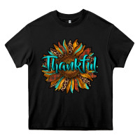 Black thankful sunflower Heavy Core Tee - RanaPortraitStore