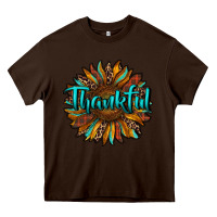 Chocolate Brown thankful sunflower Heavy Core Tee - RanaPortraitStore