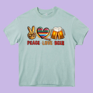 Peace Love Beer Bbs Heavy Core Tee Designed By Bundleandbundleshop