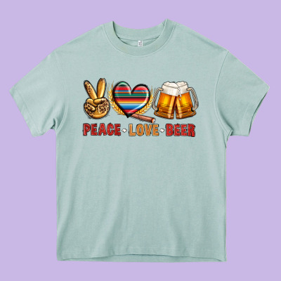 Peace Love Beer Bbs Heavy Core Tee Designed By Bundleandbundleshop