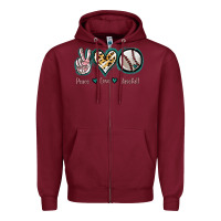 Burgundy Peace Love Baseball Zipper Hoodie - Jasminsmagicworld