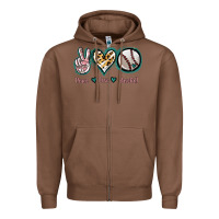 Chestnut Peace Love Baseball Zipper Hoodie - Jasminsmagicworld