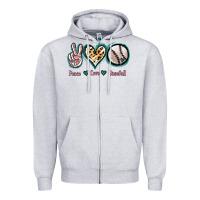 Heather Grey Peace Love Baseball Zipper Hoodie - Jasminsmagicworld