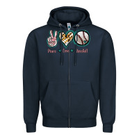 Navy Peace Love Baseball Zipper Hoodie - Jasminsmagicworld