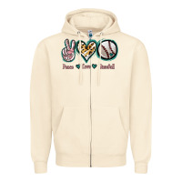 Sandshell Peace Love Baseball Zipper Hoodie - Jasminsmagicworld