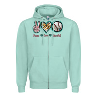 Seafoam Peace Love Baseball Zipper Hoodie - Jasminsmagicworld