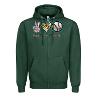 Sports Green Peace Love Baseball Zipper Hoodie - Jasminsmagicworld