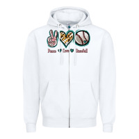 White Peace Love Baseball Zipper Hoodie - Jasminsmagicworld