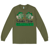 Army Green shake your shamrocks Long Sleeve Tee - CowhideDigitalArt